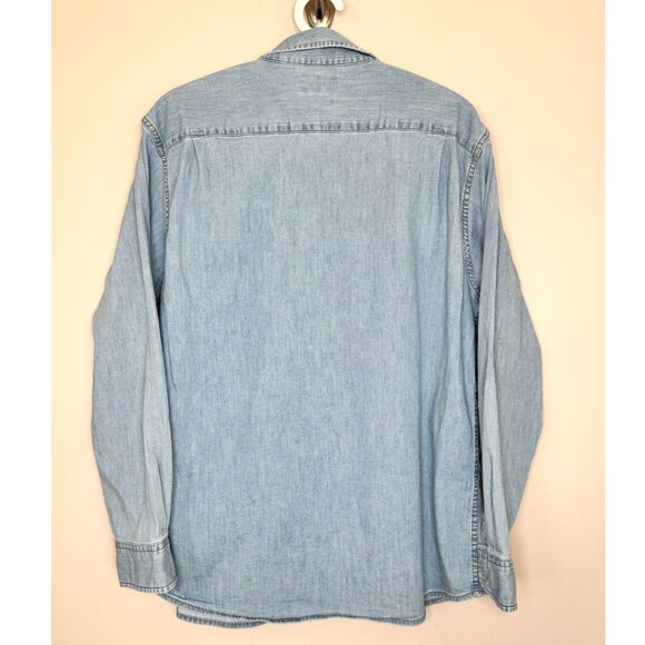 Wrangler Men’s Light Wash Western Casual Denim Button-Up Shirt Size L - Picture 3 of 5